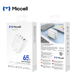 Cargador Miccell 2 Puertos USB-C + 1 Puerto USB-A 65W (VQ-T15601)