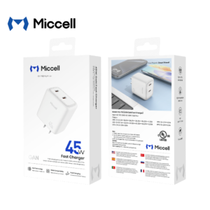 Cargador Miccell 2 Puertos USB-C 45W (VQ-T15401)