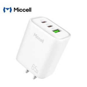 Cargador Miccell 2 Puertos USB-C + 1 puerto USB-A 65W Blanco (VQ-T57)