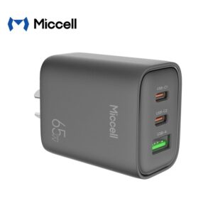 Cargador Miccell 2 Puertos USB-C + 1 puerto USB-A 65W Negro (VQ-T57)