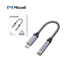 Cable Miccell Tipo C a Jack 3.5mm 0.15mt Adapter Gris (VQ-AUX004)
