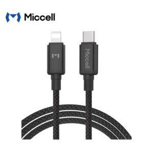 Cable Miccell Trenzado Tipo USB-A A Lightning 1.2m Negro (VQ-D16)