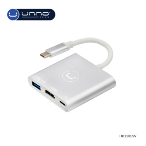 Hub UNNO TEKNO 3 en 1 Tipo C USB-C a USB-A (HB1101SV)